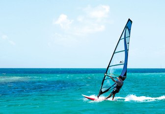 Windsurfing on Petit St Vincent in the Caribbean