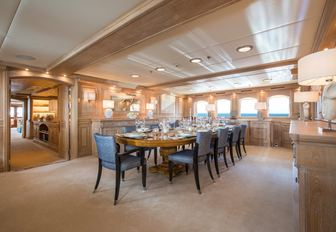 dining salon on board luxury yacht Nero