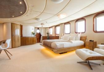 light, airy and expansive master suite on board classic yacht SHERAKHAN