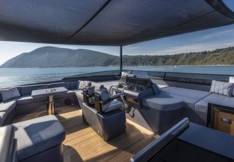 Large sun areas on motor yacht HAZE