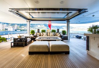 hugely spacious aft deck alfresco lounge aboard luxury yacht ‘Lioness V’ 