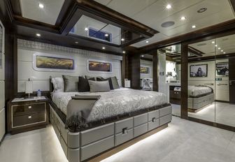 contemporary styled master suite on board charter yacht King Baby 