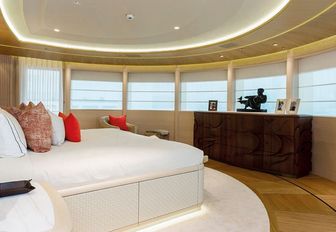 The master stateroom featured on board Amels superyacht Here Comes The Sun