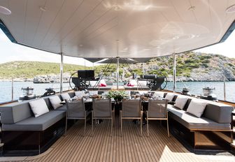 cocktpit of luxury yacht ‘Rox Star’ primed for alfresco dining