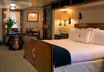 1930s-style master suite aboard charter yacht TALITHA 
