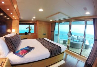 luxe master suite with private outdoor terrace aboard luxury yacht ‘Mystic Tide’ 