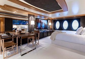 Guest suite on board luxury yacht Deja Too