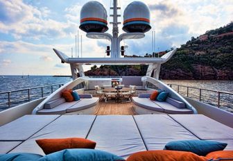 sunpads on sundeck of luxury yacht AURELIA