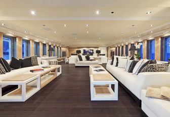 The main salon on board luxury yacht KINTA
