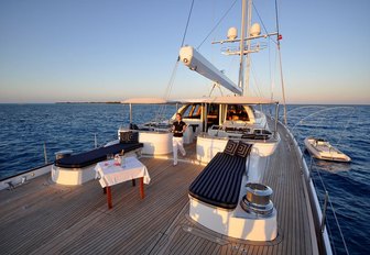 sun pads on the spacious aft deck of superyacht HYPERION