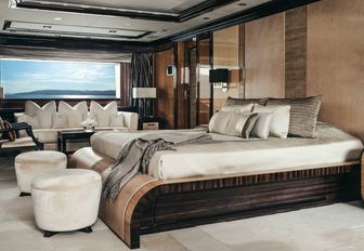 Guest cabin featured on board luxury yacht MEAMINA
