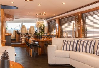 Formal dining area on motor yacht