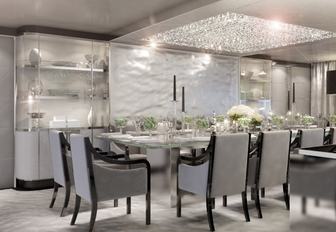 Formal dining space on superyacht North Star