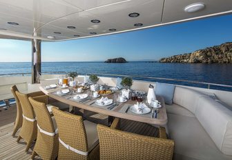 Afr deck alfresco dining area on board luxury yacht RINI