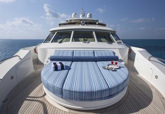 secluded sunning area on foredeck of charter yacht ‘Lady Bee’ 