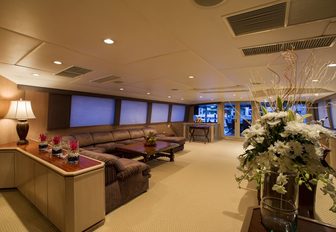 the understated luxury of the main salon aboard motor yacht DOA