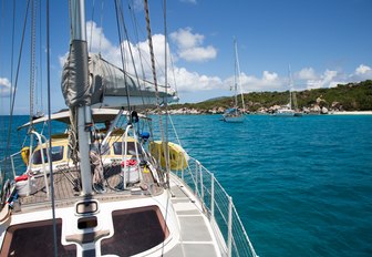 yacht sailing on the calm waters of the British Virgin Islands
