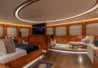 stylish bedroom interior onboard luxury superyacht charter