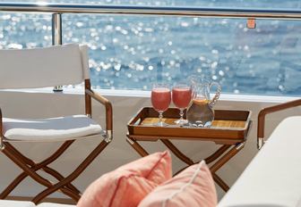 two cocktails served on main deck of luxury yacht JOY by the couture seating 