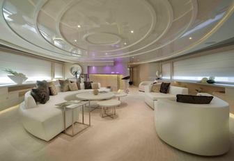 A closer view of the main salon featured on board superyacht Light Holic