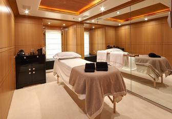 massage room which can convert to twin cabin aboard superyacht HANIKON 
