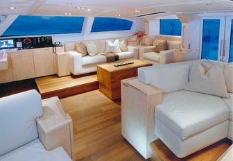 comfortable seating in the main salon aboard luxury yacht ‘Bella Regazza’ 