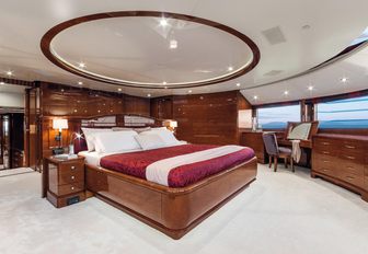 master suite with panoramic views on board luxury yacht CHECKMATE 