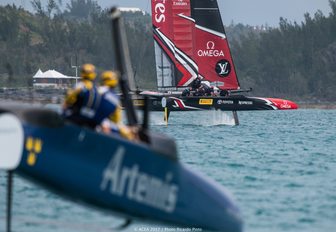 Emirates Team New Zealand and Artemis Racing go head to head in the 2017 America’s Cup Challenger Playoffs