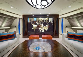 The cinema of the upper salon of sailing yacht 'Mondango 3'