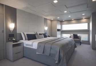 cool and contemporary master suite on board luxury yacht ‘H