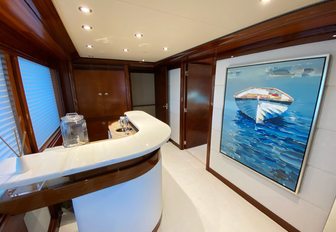 Large painting and bar areas on superyacht Chasing Daylight