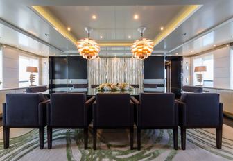 luxurious dining area onboard luxury superyacht