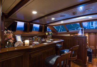 walnut bar on board superyacht MARAE