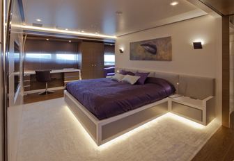 tranquil, modern master suite on board luxury yacht AZIZA 