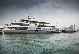 Austal superyacht Serenity on show at the Dubai International Boat Show 2018