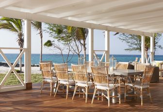 Alfresco dining area at the Thanda Island Resort, Indian Ocean