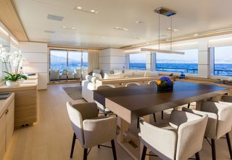 formal dining area in the main salon of luxury yacht NARVALO 