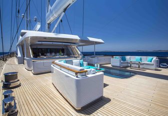 The sundeck of luxury yacht AQUIJO