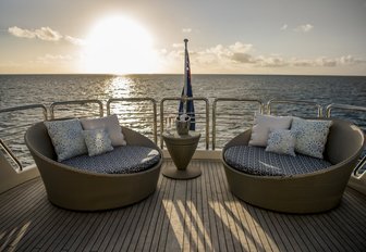 two comfortable chairs on the deck of charter yacht SPIRIT