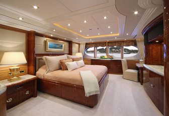 elegantly styled master suite aboard charter yacht ‘Capri I’