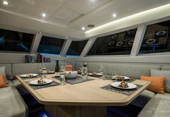 dinner is served on board luxury yacht FIREBIRD on a Norway yacht charter