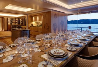 formal dining salon and exquisite detail aboard luxury yacht JOY