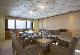 Dining room onboard luxury yacht MQ2