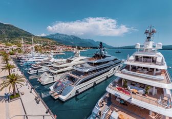 superyachts lined up in Porto Montenegro, Bay of Kotor