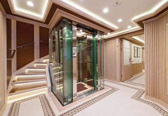 The elevator and staircase featured on board motor yacht AXIOMA