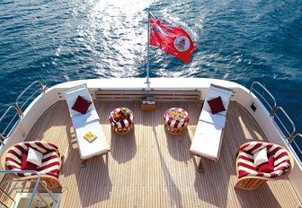 chaise loungers and chairs on the sundeck of motor yacht ‘Metsuyan IV’ 