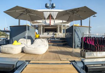 swim platform set up for relaxing and water sports on board luxury yacht ZULU