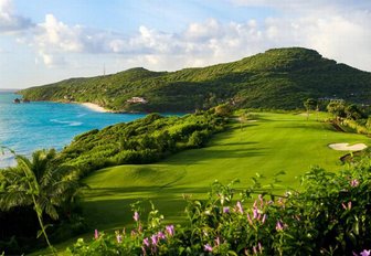 lush golf course overlooking blue sea in Bermuda