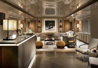 beautiful, modern and luxurious main salon aboard luxury yacht ‘Orient Star’ 