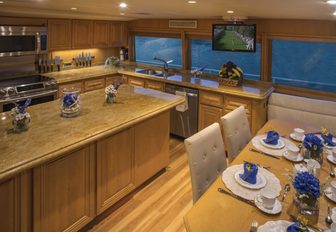 country house-style galley aboard motor yacht ‘Kelly Anne’ 